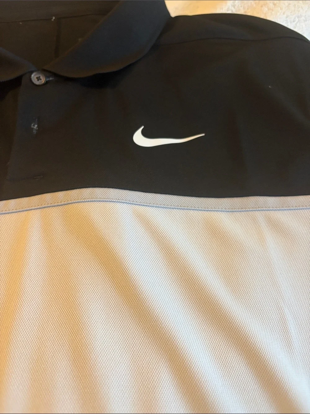 Nike Black and Light Gray Colorblock Polo. Never worn!